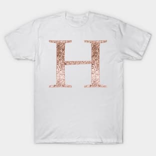 H rose gold glitter monogram letter T-Shirt